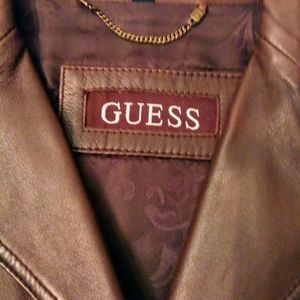 Guess Vintage Brown Leather Long Coat